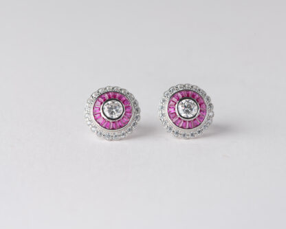 Pendientes Ojo de Perdiz Pequeño Boton Rosa