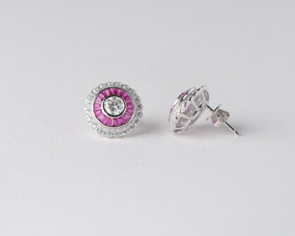 Pendientes Ojo de Perdiz Pequeño Boton Rosa